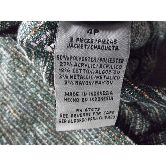 Danny & Nicole Crop Jacket Womens 4P Green Silver Black Bolero short shrug 4S - Picture 5 of 5